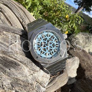 Custom Made Watch DIY With NH70 Automatic Movement Silver Case Royal Oak Style